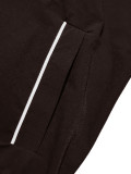 Women’s Spring Fall Casual Contrast Zip-Up JJacket Shorts Two-Piece Sports Set