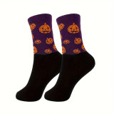 Unisex Plus Size Halloween Skull Pumpkin Bat Cartoon Print Socks