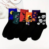 Unisex Plus Size Halloween Skull Pumpkin Bat Cartoon Print Socks