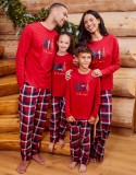 Women’s Christmas Plaid Printed Cotton Family Pajama Two-Piece Set