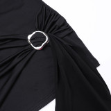 Women’s Fall Off Shoulder Long Sleeve Ribbon Slim Fit Chic Short Dress