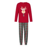 Women’s Christmas Plaid Printed Cotton Family Pajama Two-Piece Set