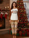 Women’s Christmas Letter Print Long Sleeve Plaid Family Pajama Set
