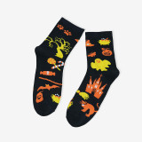 Unisex Fall Winter Plus Size Halloween Skull Claw Jacquard Mid-Calf Socks
