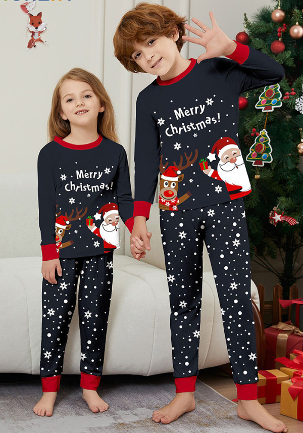 Kids’ Unisex Christmas Santa Claus Reindeer Printed Family Pajama Set