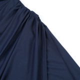 Women’s Sexy Long Sleeve Square Neck Slim Waist Chic Slit Evening Dress