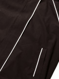 Women’s Spring Fall Casual Contrast Zip-Up JJacket Shorts Two-Piece Sports Set