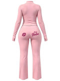 Women’s Fall Printed Slim Fit Two-Piece Pants Set