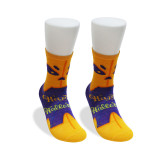 Unisex Fall Winter Plus Size Halloween Skull Claw Jacquard Mid-Calf Socks