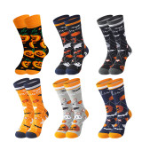 Unisex Fall Winter Plus Size Halloween Skull Claw Jacquard Mid-Calf Socks