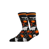 Unisex Fall Winter Plus Size Halloween Skull Claw Jacquard Mid-Calf Socks