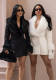 Women’s Fall Solid Color Sexy Deep V-Neck Slim Waist Fur Collar Dress