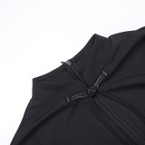 Women’s Fall Chic Stand Collar Cutout Long Sleeve Slim Fit Short Dress