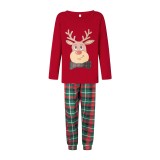 Women’s Christmas Plaid Printed Cotton Family Pajama Two-Piece Set