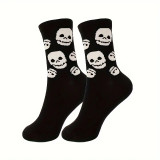 Unisex Plus Size Halloween Skull Pumpkin Bat Cartoon Print Socks