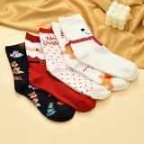 Women’s Fall Winter Christmas Mid-Calf Socks Cartoon Santa Claus Reindeer Snowman Socks
