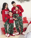 Women’s Christmas Letter Print Long Sleeve Plaid Family Pajama Set