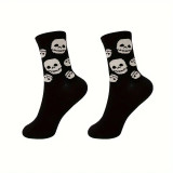 Unisex Plus Size Halloween Skull Pumpkin Bat Cartoon Print Socks
