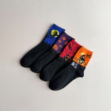 Unisex Plus Size Halloween Skull Pumpkin Bat Cartoon Print Socks