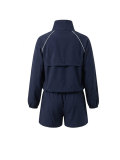 Women’s Spring Fall Casual Contrast Zip-Up JJacket Shorts Two-Piece Sports Set