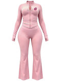 Women’s Fall Printed Slim Fit Two-Piece Pants Set