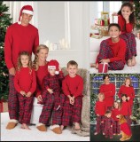 Women’s Christmas Letter Print Long Sleeve Plaid Family Pajama Set