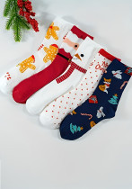 Women’s Fall Winter Christmas Mid-Calf Socks Cartoon Santa Claus Reindeer Snowman Socks
