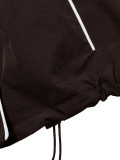 Women’s Spring Fall Casual Contrast Zip-Up JJacket Shorts Two-Piece Sports Set
