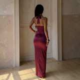 Women’s Formal Party Sexy Halter Neck V-Neck Slim Waist Low Back Bodycon Chic Dress