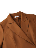 Women’s Fall Winter Chic Turndown Collar Slim Waist Career Elegant A-Line Blazer Dress