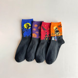 Unisex Plus Size Halloween Skull Pumpkin Bat Cartoon Print Socks