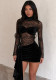 Women’s Velvet Patchwork Lace Sexy Elegant Slim Fit Bodycon Dress