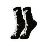 Unisex Fall Winter Plus Size Halloween Skull Claw Jacquard Mid-Calf Socks