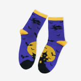Unisex Fall Winter Plus Size Halloween Skull Claw Jacquard Mid-Calf Socks