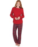 Women’s Christmas Letter Print Long Sleeve Plaid Family Pajama Set