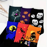 Unisex Plus Size Halloween Skull Pumpkin Bat Cartoon Print Socks