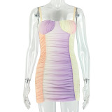 Women’s Formal Party Short Slim Fit Bodycon Strap Fashion Color Block Dress