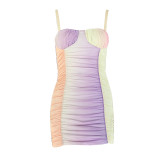 Women’s Formal Party Short Slim Fit Bodycon Strap Fashion Color Block Dress