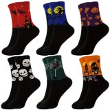 Unisex Plus Size Halloween Skull Pumpkin Bat Cartoon Print Socks