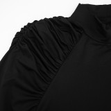 Women’s Solid Color Mock Neck Long Sleeve Slim Fit Sexy Bodycon Mini Dress