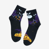 Unisex Fall Winter Plus Size Halloween Skull Claw Jacquard Mid-Calf Socks