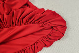 Women’s Spring Fall Casual Solid Color Round Neck Long Sleeve Loose Pleated A-Line Dress