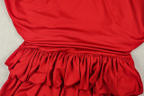 Women’s Spring Fall Casual Solid Color Round Neck Long Sleeve Loose Pleated A-Line Dress