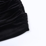 Women’s Velvet Patchwork Lace Sexy Elegant Slim Fit Bodycon Dress