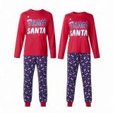 Women’s Christmas Letter Print Long Sleeve Plaid Family Pajama Set