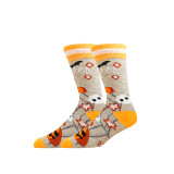Unisex Fall Winter Plus Size Halloween Skull Claw Jacquard Mid-Calf Socks