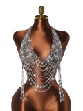 Women Sexy V-Neck Multi-layer Chest Chain Tank Top Beach Body Chain
