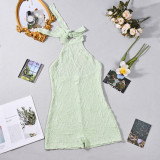 Women Printed Sexy Backless Lace-Up Halter Neck Jumpsuit