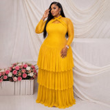Women Solid Long Sleeve Maxi Dress