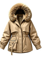 Women Winter Hooded Faux Fur Collar Coat Women Winter Hooded Faux Fur Collar Coat